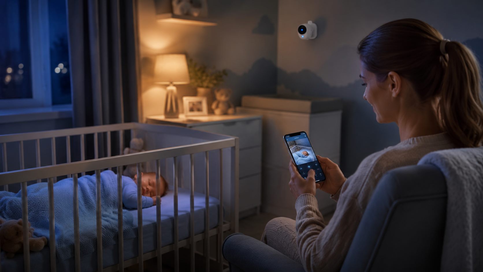melhor câmera Wi-Fi para bebê instalada em quarto com cabo seguro