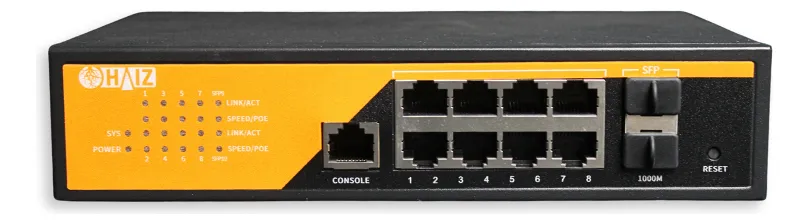 Switch PoE Haiz 8 portas gerenciável L2 com VLAN, LACP e 802.1X