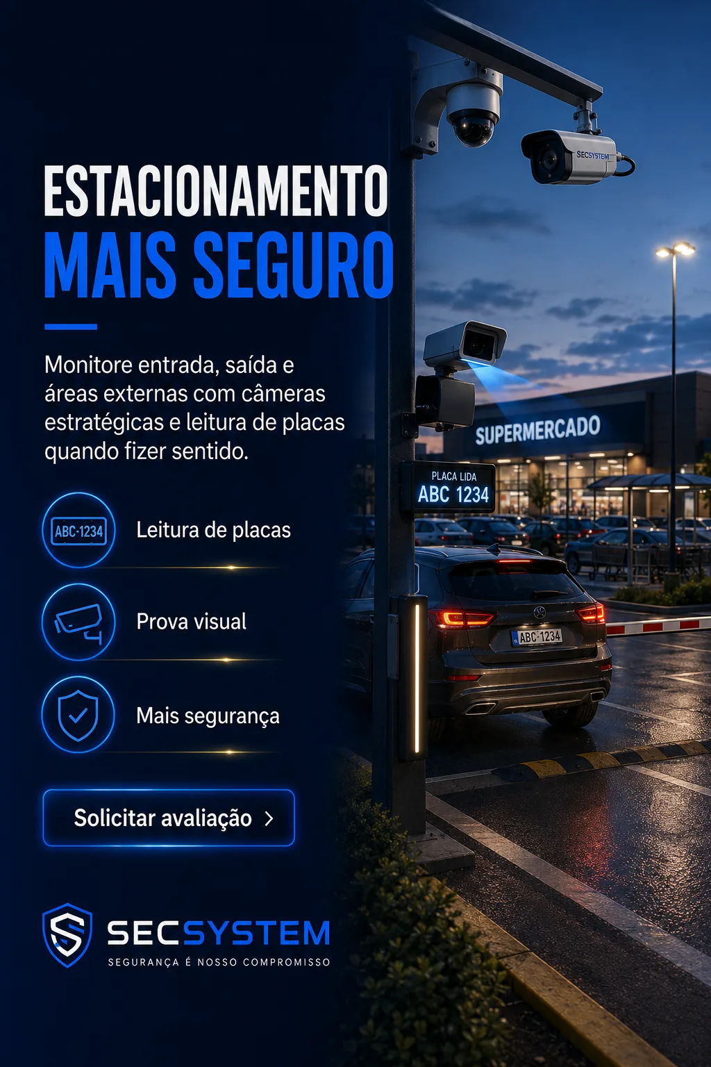 câmeras LPR para estacionamento de supermercado
