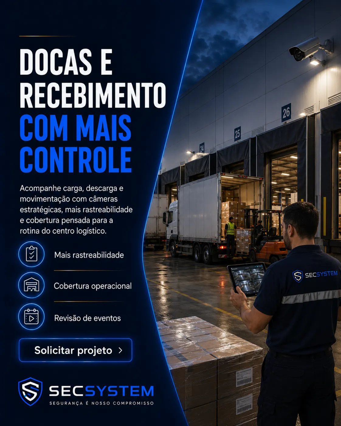 CFTV para centros logísticos com docas e recebimento monitorados