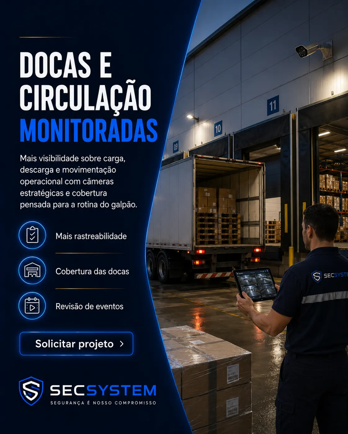 CFTV para galpões com docas, carga e descarga monitoradas