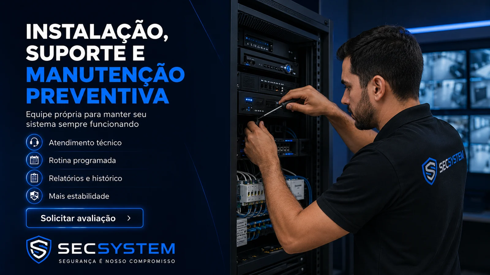 manutenção preventiva de câmeras, alarmes e controle de acesso