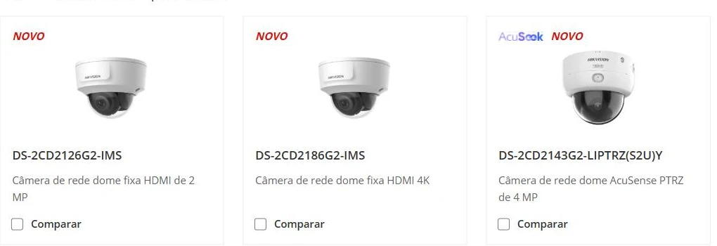 Câmeras de rede Hikvision no catálogo oficial da fabricante