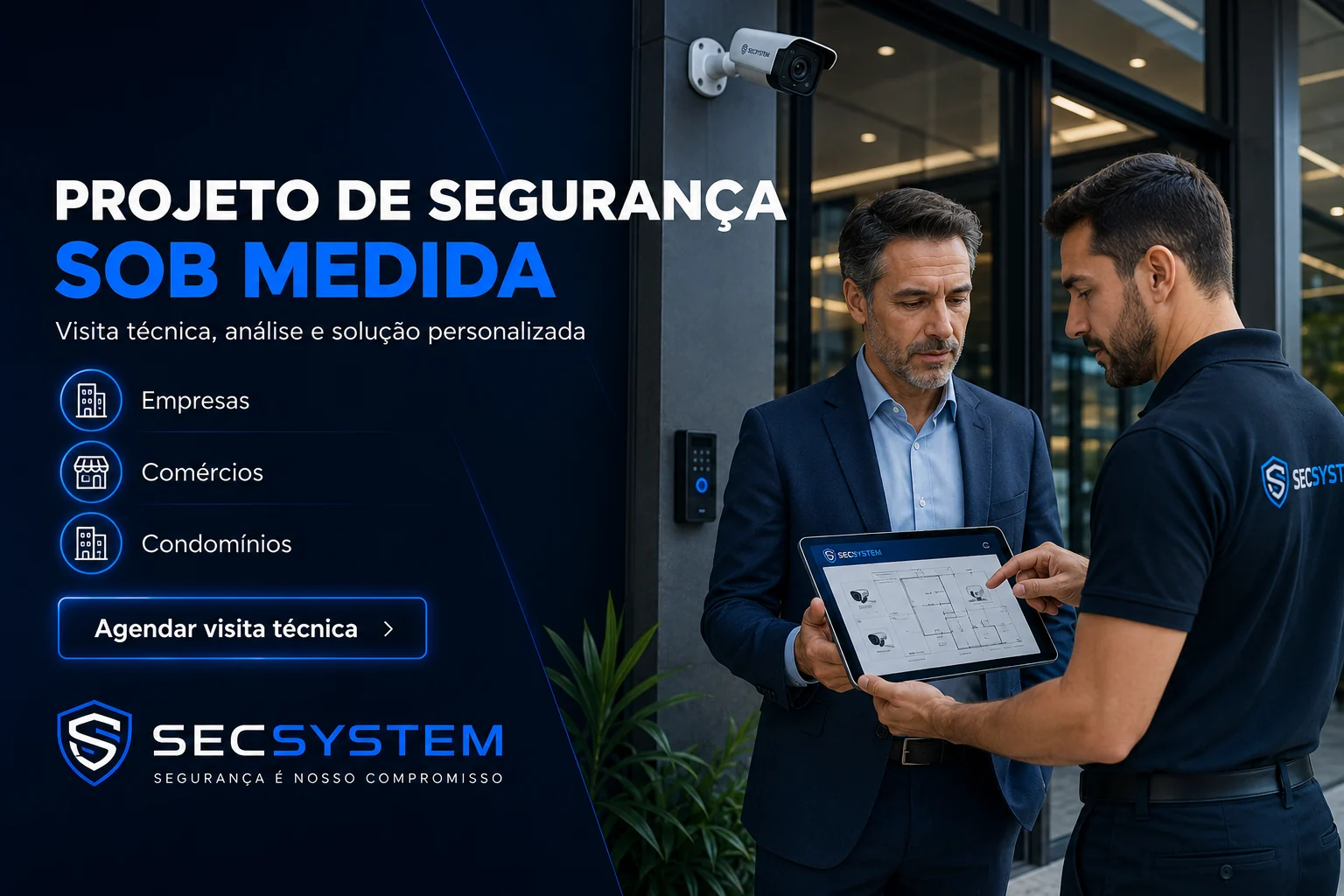 Projeto de Segurança sob medida para comércio com visita técnica e análise de riscos