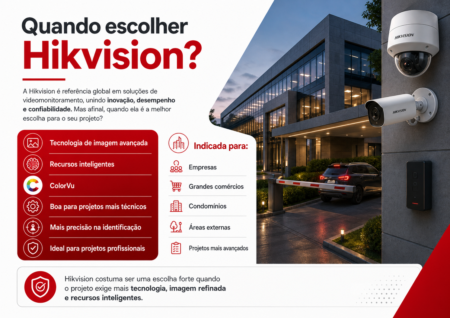 Quando escolher Hikvision em projeto de CFTV