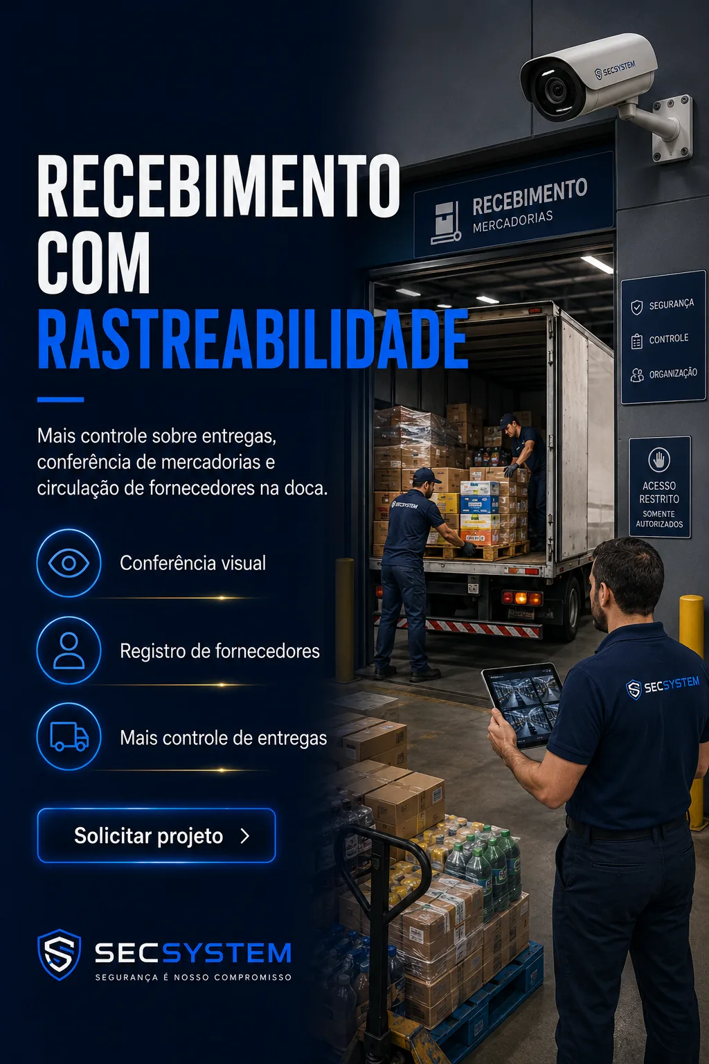 câmeras para doca de recebimento em supermercado