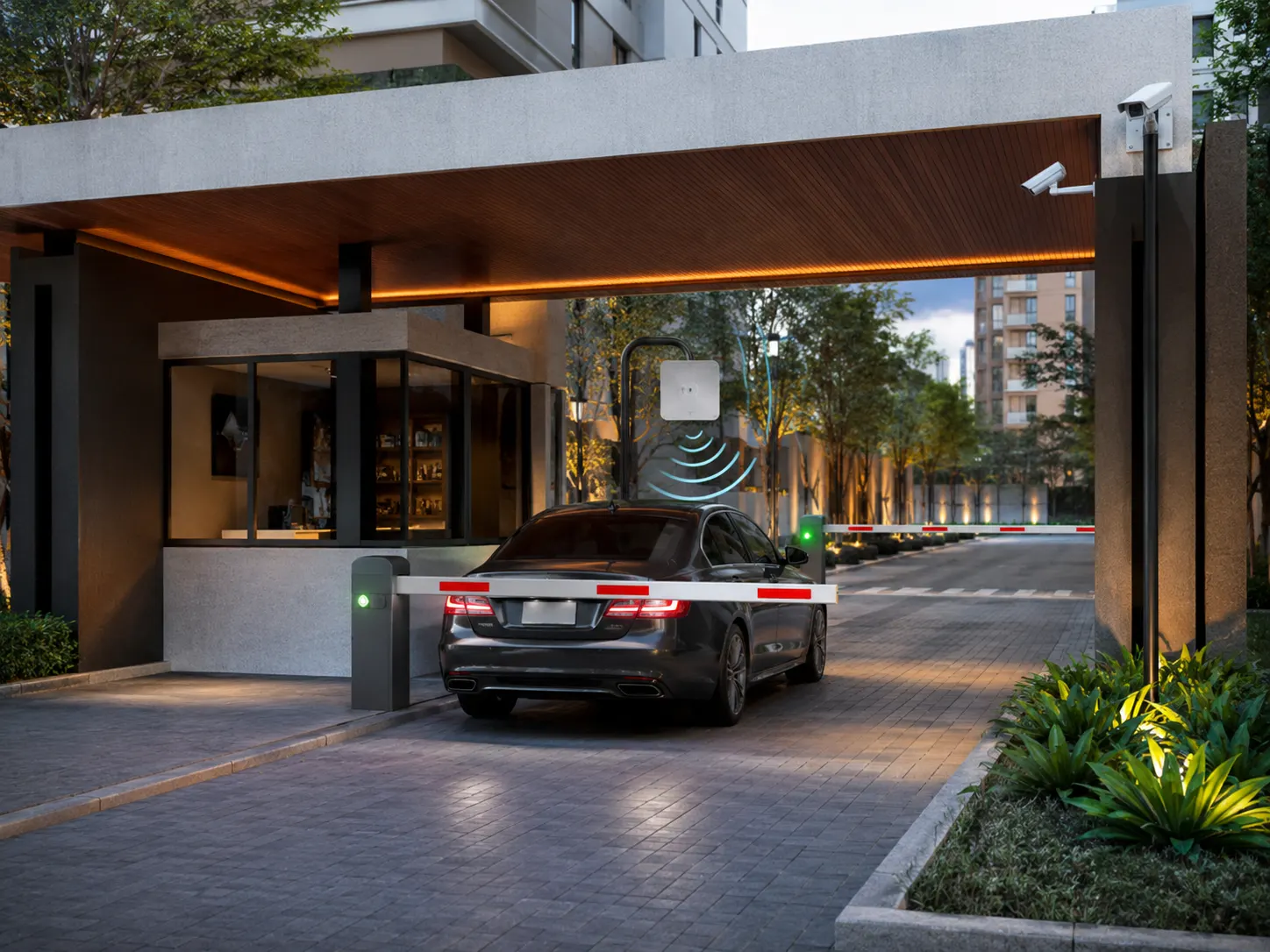 Controle de acesso veicular com tag RFID e cancela automática em condominio