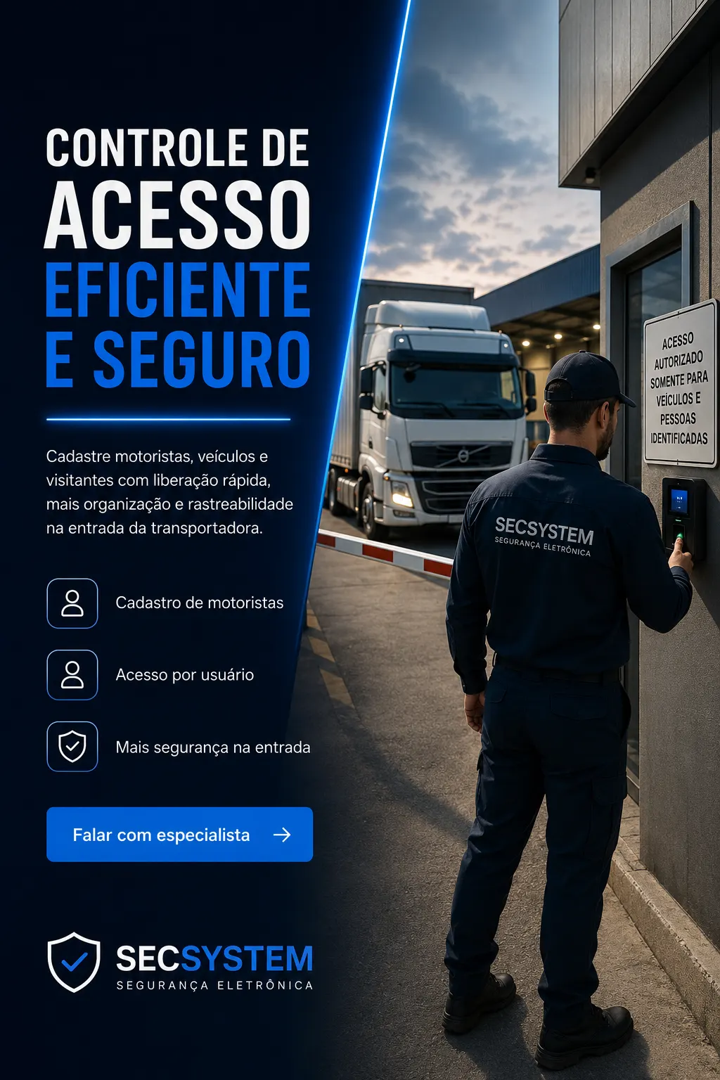 Controle de acesso para motoristas e veículos em transportadora